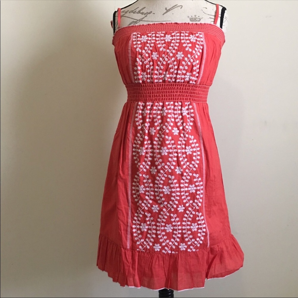 Coral Embroidered sundress